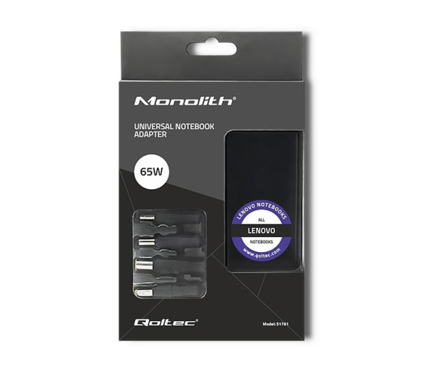 QOLTEC do Lenovo | 65W | 4 wtyczki |+kabel zasilający 51761 - 1378836 - zdjęcie 3